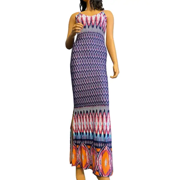 White Mark Ikat Print Bodycon Maxi Dress