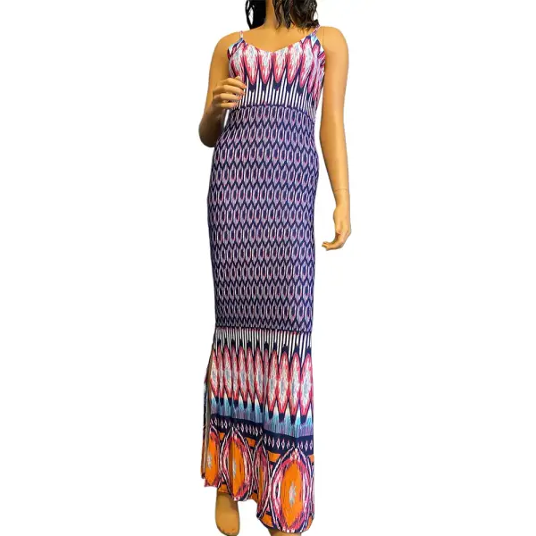 White Mark Ikat Print Bodycon Maxi Dress