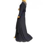 Xscape Beaded Illusion Neck Ruched Gown with Slit and Train