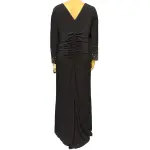 Xscape Embellished Sleeve Gown Ruched Faux Wrap Navy Blue